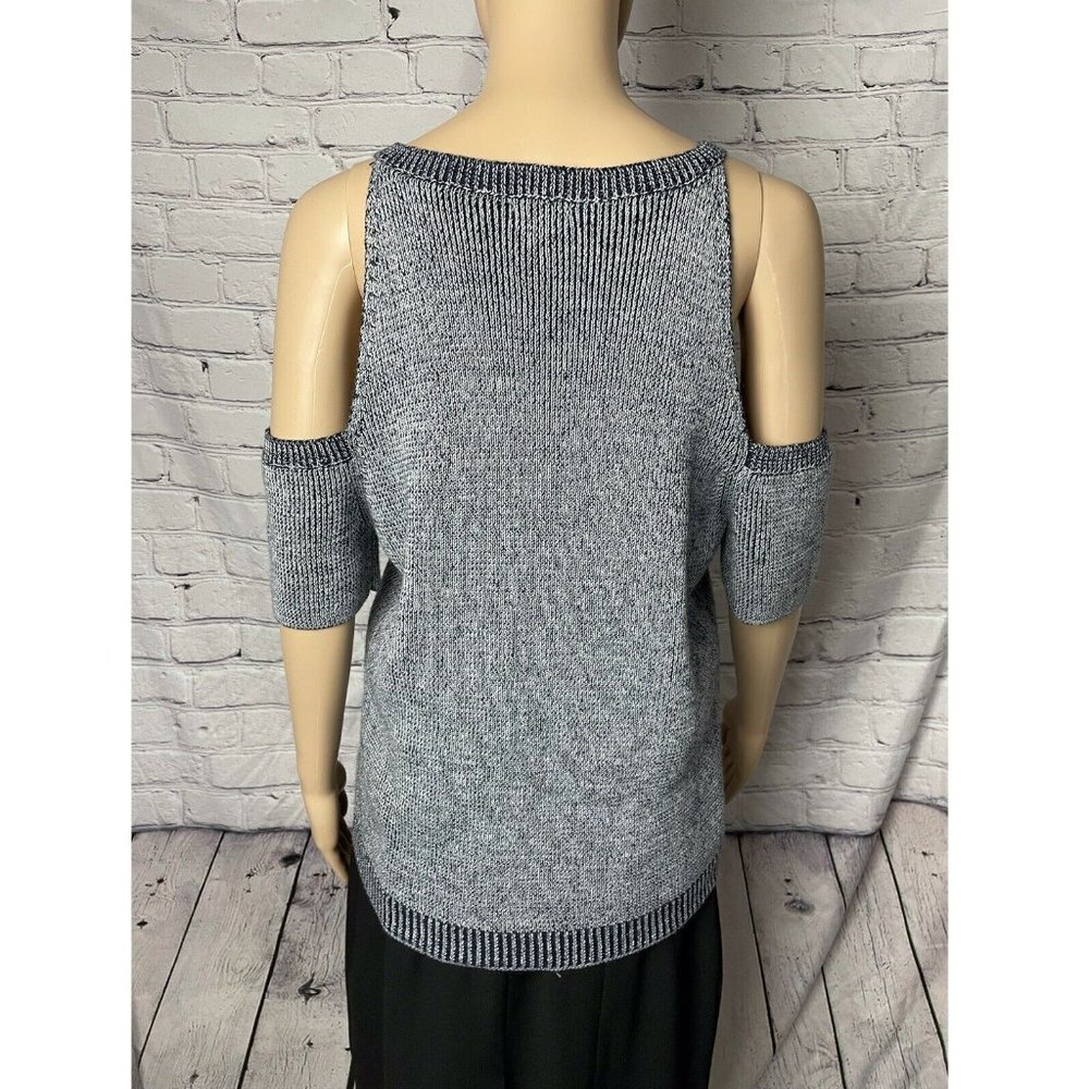 NWT New $175 Splendid Surrey Marl Cold Shoulder Pullover Size M Blue - Picture 8 of 12
